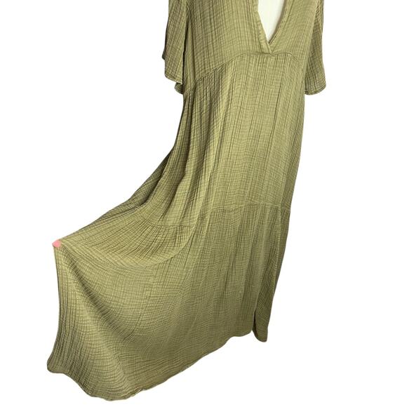 NWT Anthropologie The Kallie Flowy Green Moss Maxi Dress Relaxed Fit Size Large - Picture 9 of 12